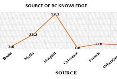 FIGURE 1: Source of breast cancer knowledge ((n=112)). (BC: Breast cancer